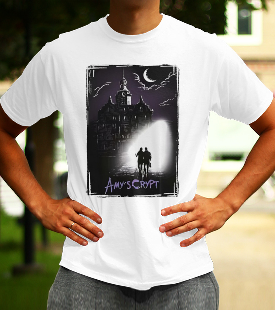 Amy's Crypt Haunted Mansion Moonlit Silhouette Halloween 2025 T-Shirt