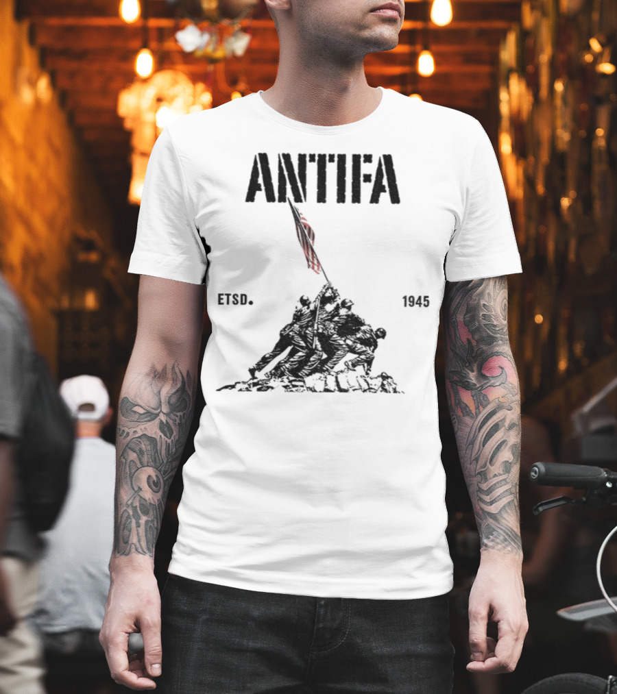 Antifa Estd 1945 Pro Democracy Liberal Protest Red Flag Symbolism T-Shirt