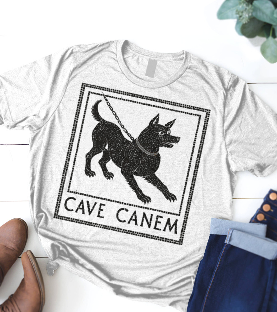 Cave Canem Ancient Pompeii Beware Of Dog Mosaic T-Shirt
