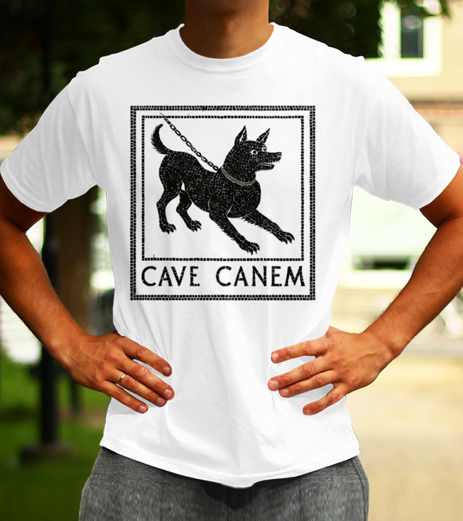 Cave Canem Ancient Pompeii Beware Of Dog Mosaic T-Shirt