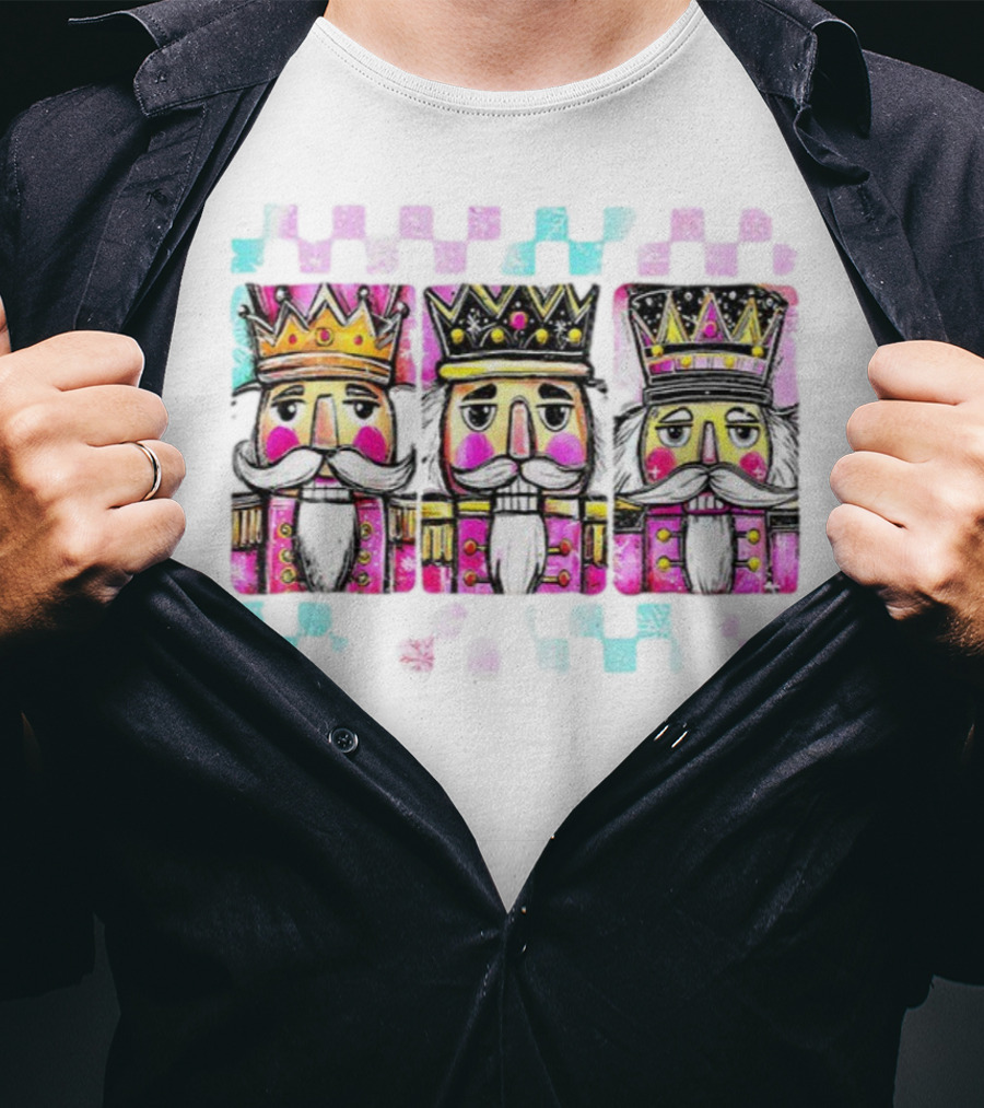 Coquette Nutcracker Glitter Crown Trio Merry Christmas T-Shirt