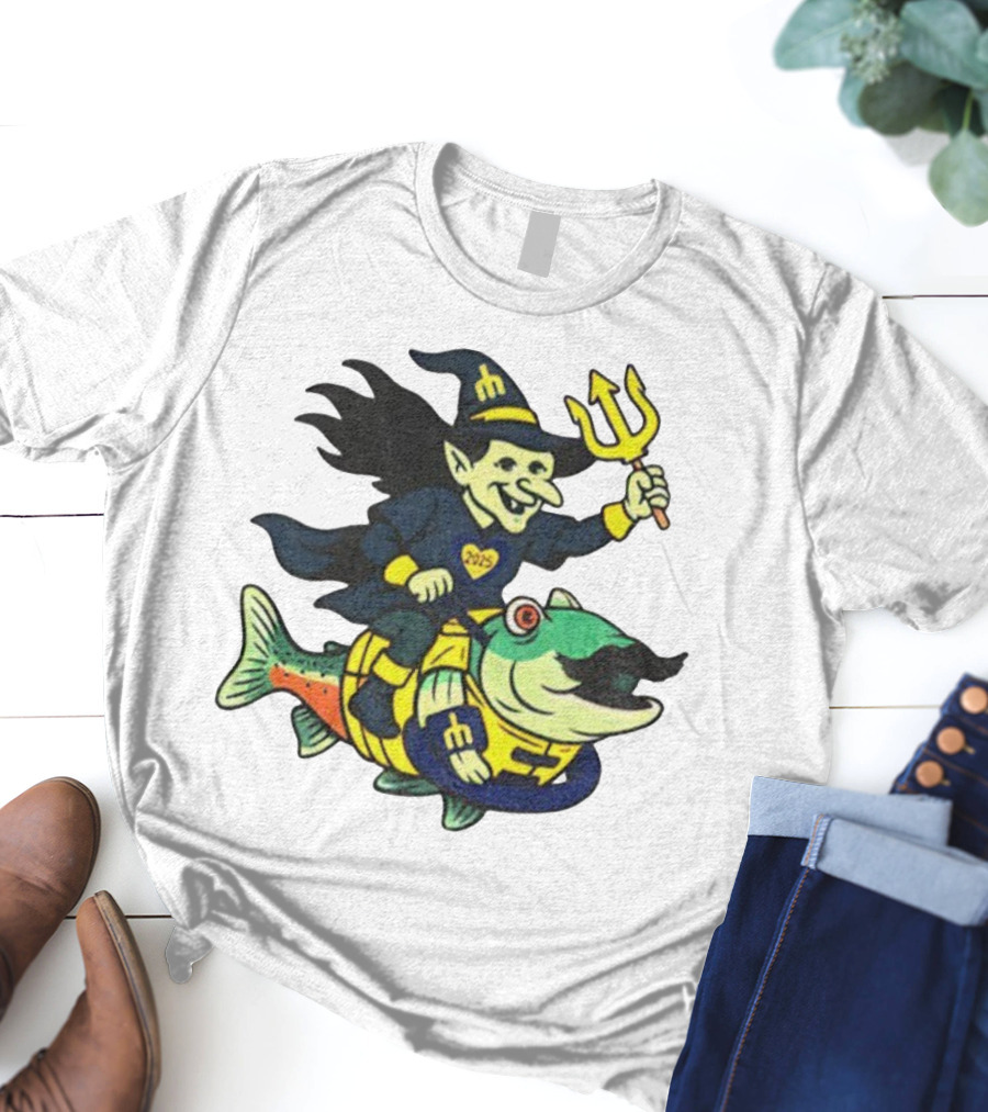 Etsy Witch Riding Mustache Trident Humpy Salmon Seattle Mariners 2025 T-Shirt