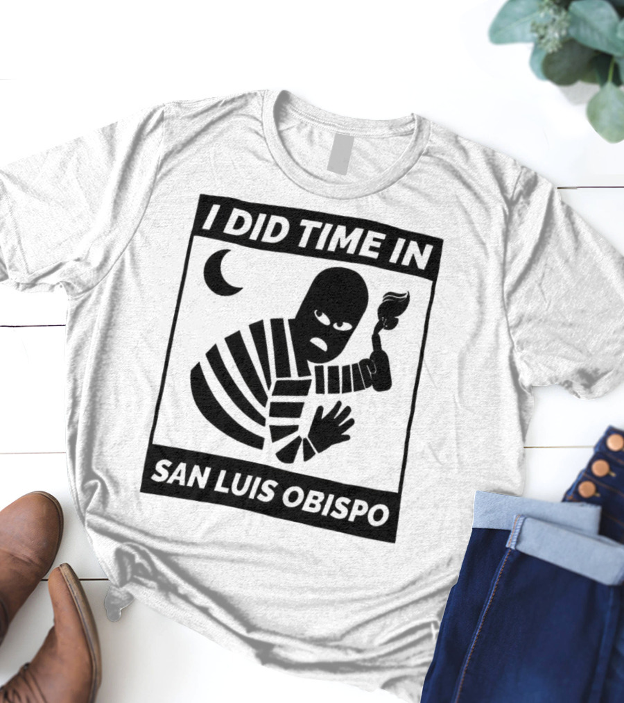 I Did Time In San Luis Obispo Retro Prison Bars Crescent Moon T-Shirt