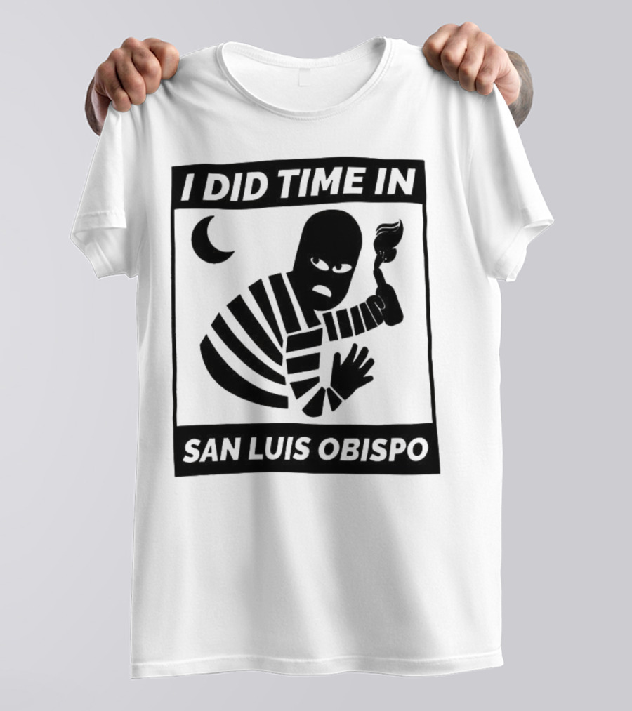 I Did Time In San Luis Obispo Retro Prison Bars Crescent Moon T-Shirt