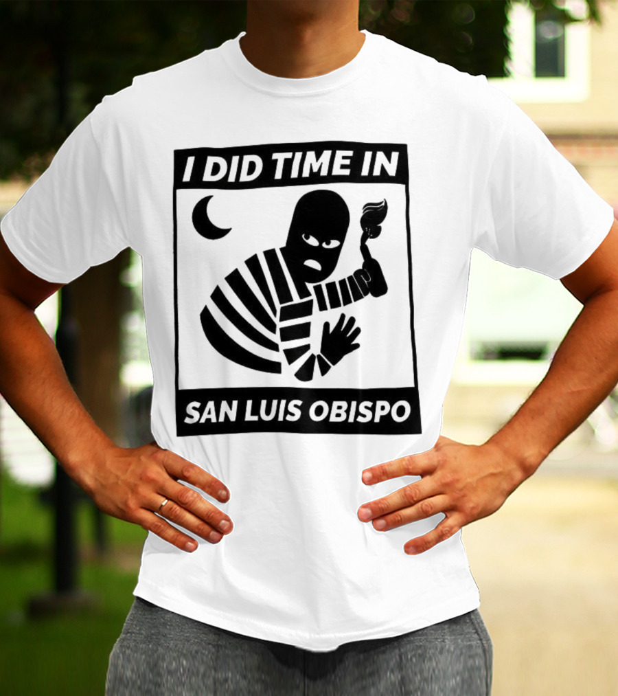 I Did Time In San Luis Obispo Retro Prison Bars Crescent Moon T-Shirt