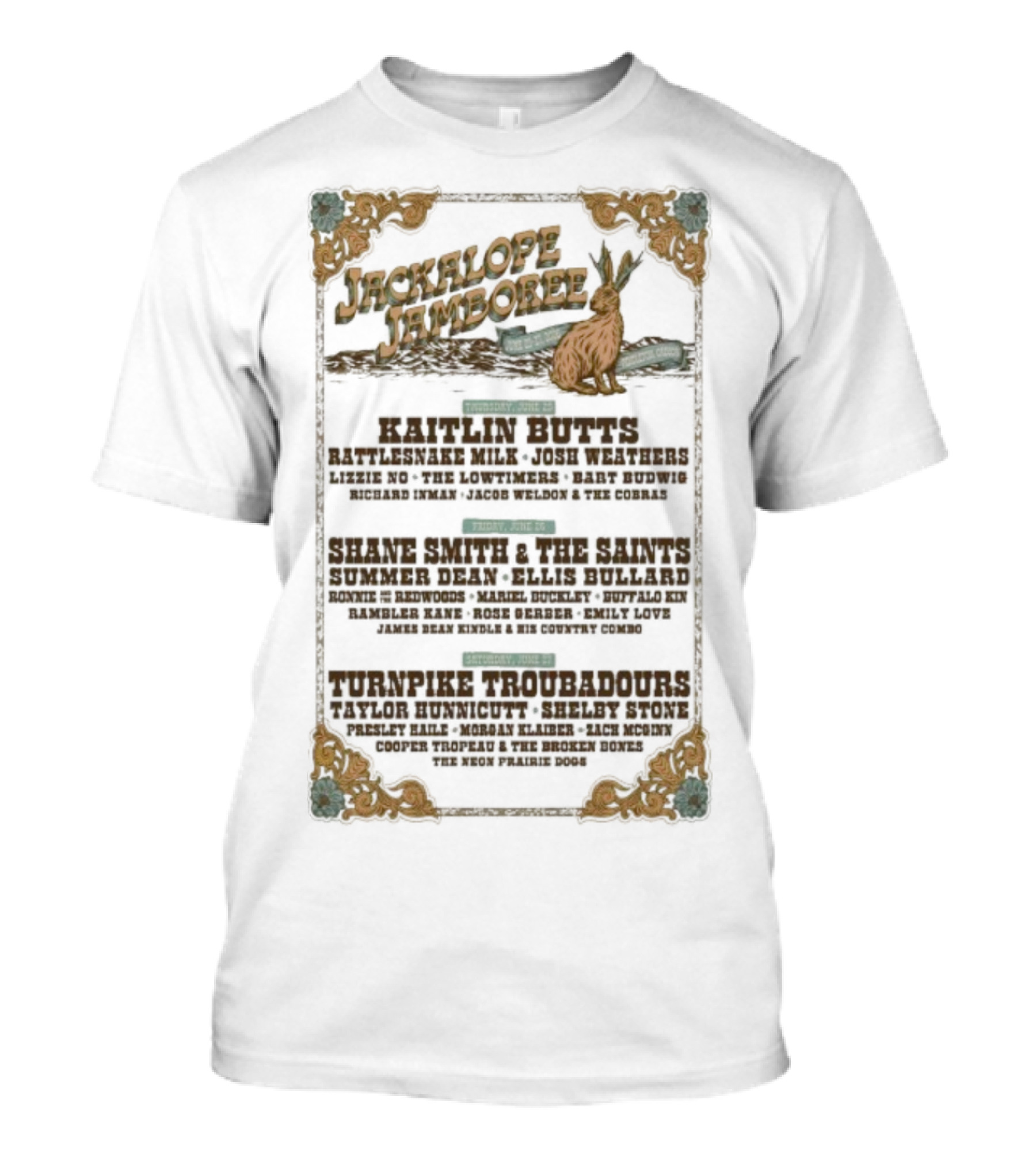 Jackalope Jamboree 2026 Pendleton Oregon American Aquarium Shane Smith Craig Morgan Lineup T-Shirt
