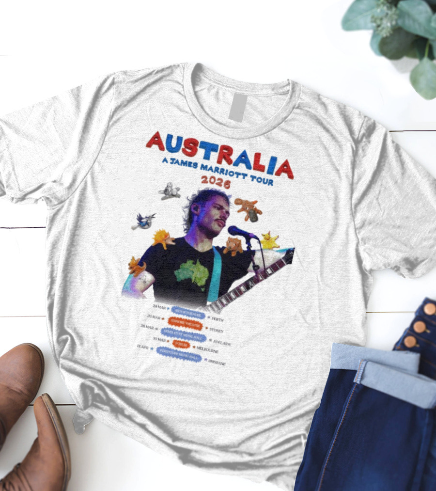 James Marriott Australia Tour 2026 Colorful Dates And Animals T-Shirt