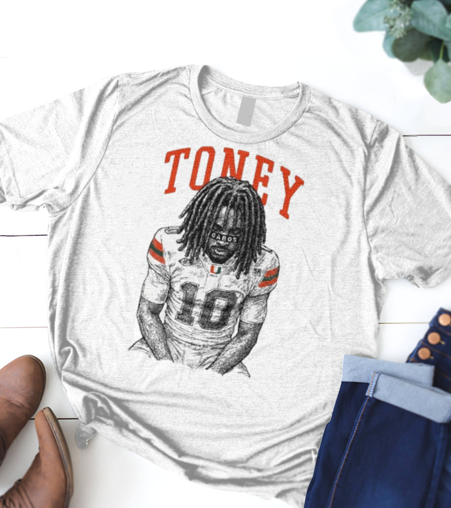 Toney Gabos Miami Hurricanes Number 10 Football Art T-Shirt