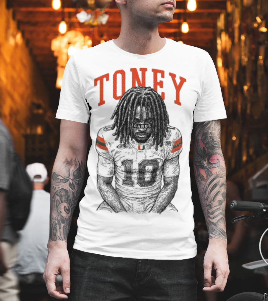 Toney Gabos Miami Hurricanes Number 10 Football Art T-Shirt