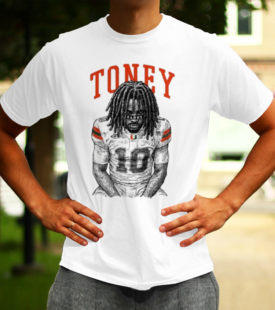 Toney Gabos Miami Hurricanes Number 10 Football Art T-Shirt
