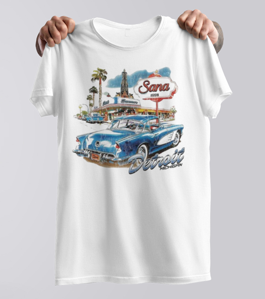 Sana Detroit Michigan 1950s Classic Cruiser Retro Nostalgia T-Shirt