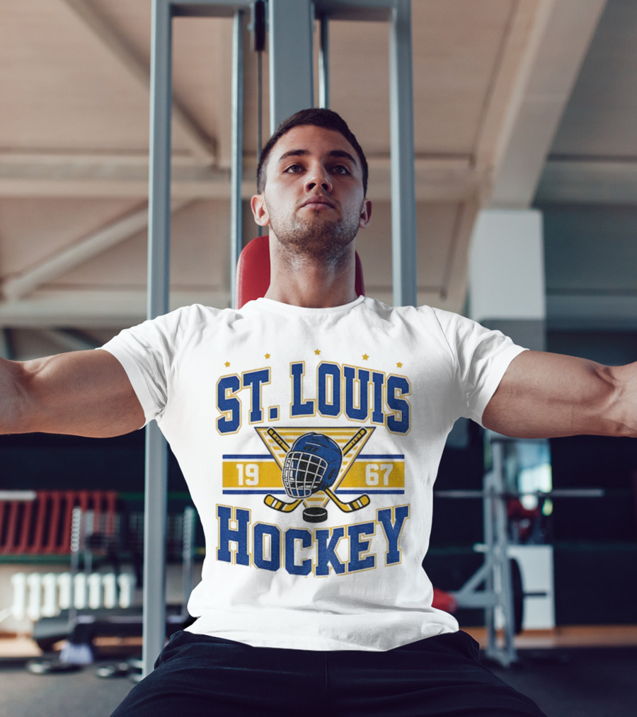 St. Louis Hockey Helmet Crossed Sticks 1967 T-Shirt