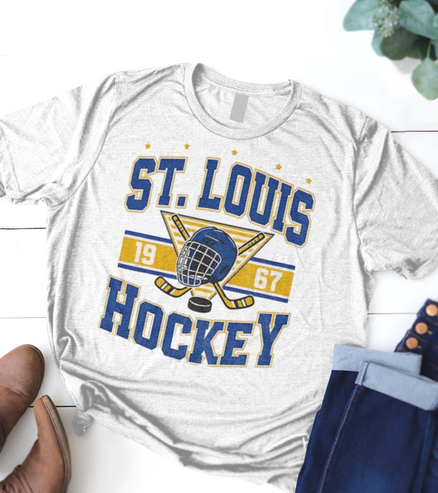 St. Louis Hockey Helmet Crossed Sticks 1967 T-Shirt