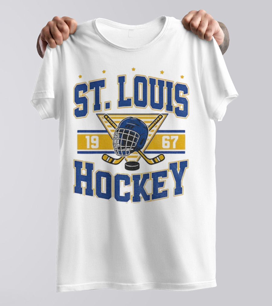 St. Louis Hockey Helmet Crossed Sticks 1967 T-Shirt