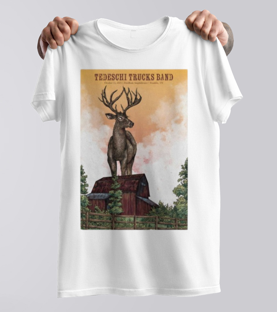Tedeschi Trucks Band October 15 2025 FirstBank Amphitheater Franklin TN Deer On Barn T-Shirt