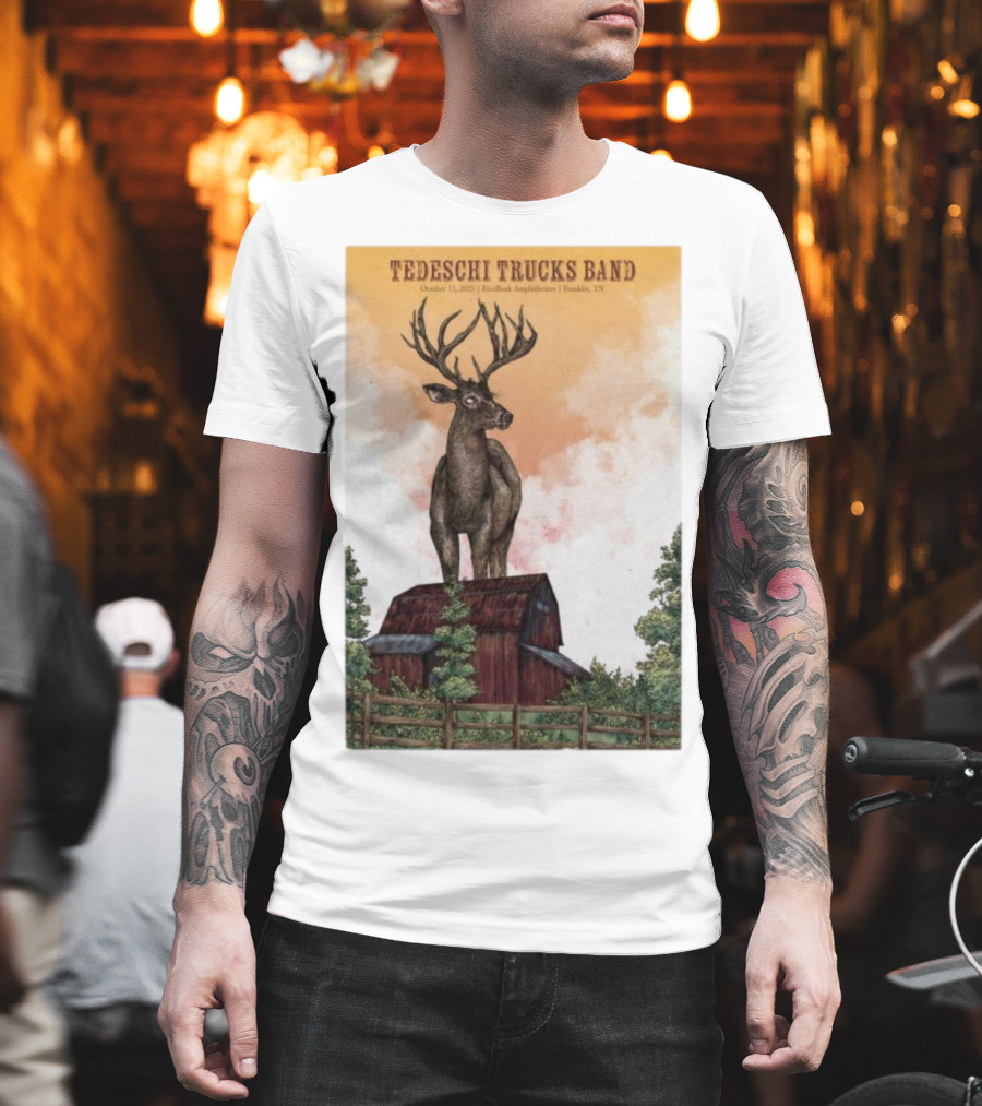 Tedeschi Trucks Band October 15 2025 FirstBank Amphitheater Franklin TN Deer On Barn T-Shirt