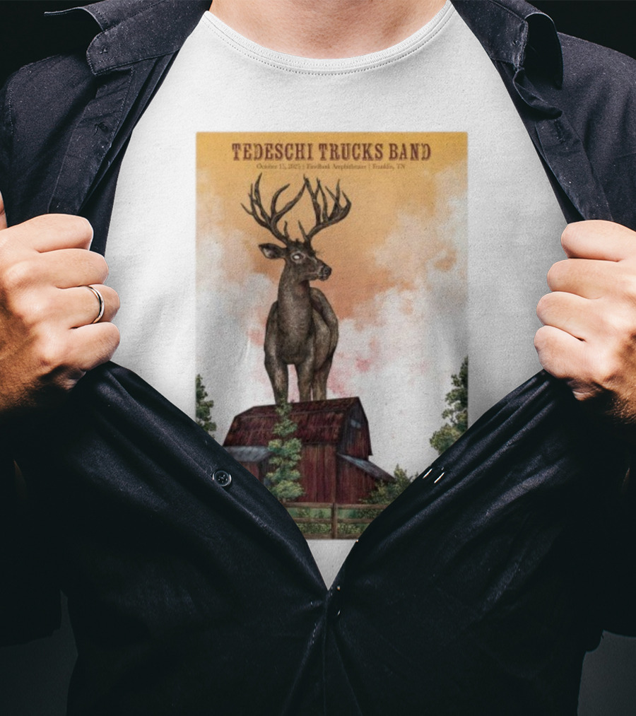 Tedeschi Trucks Band October 15 2025 FirstBank Amphitheater Franklin TN Deer On Barn T-Shirt