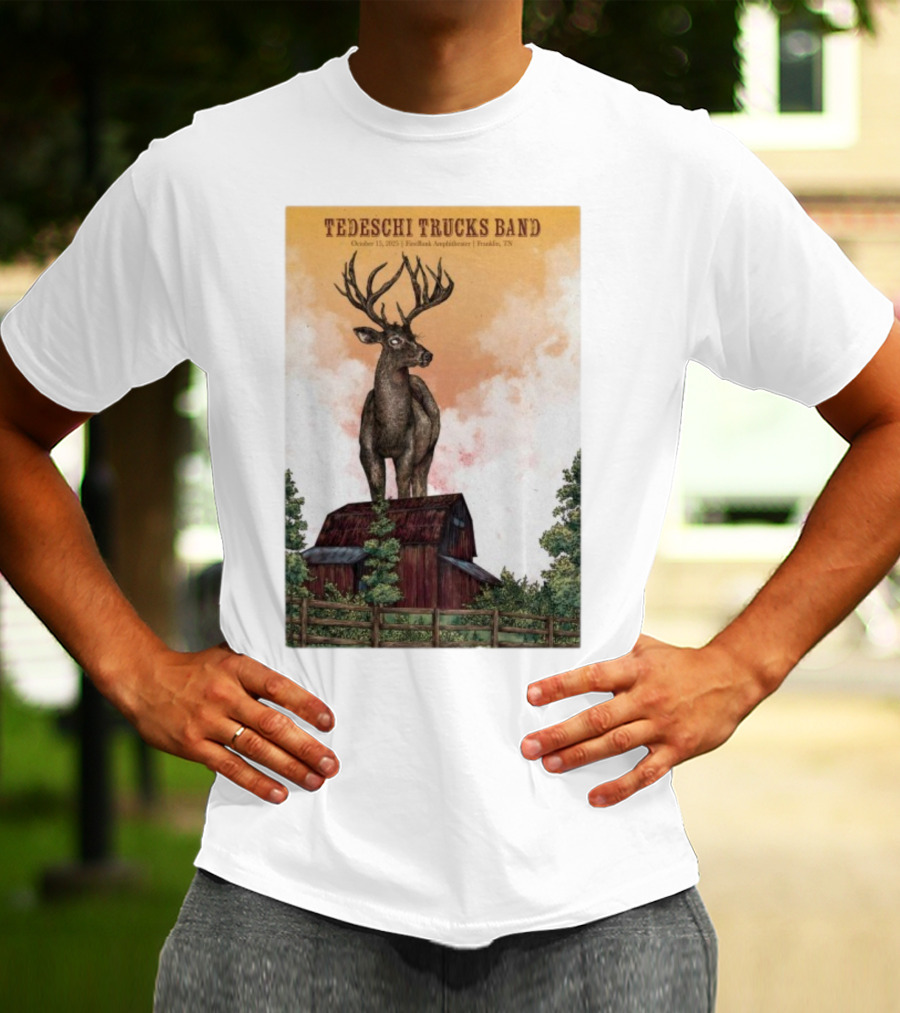 Tedeschi Trucks Band October 15 2025 FirstBank Amphitheater Franklin TN Deer On Barn T-Shirt