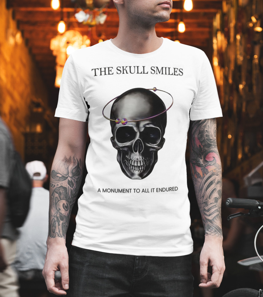 The Skull Smiles A Monument To All It Endured With Planetary Orbit Halo T-Shirt