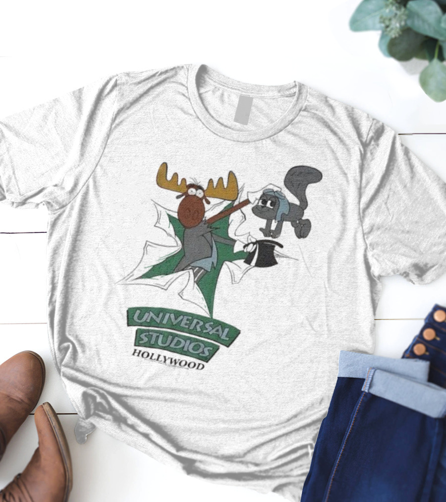Universal Studios Hollywood Vintage 90s Moose And Squirrel Characters T-Shirt