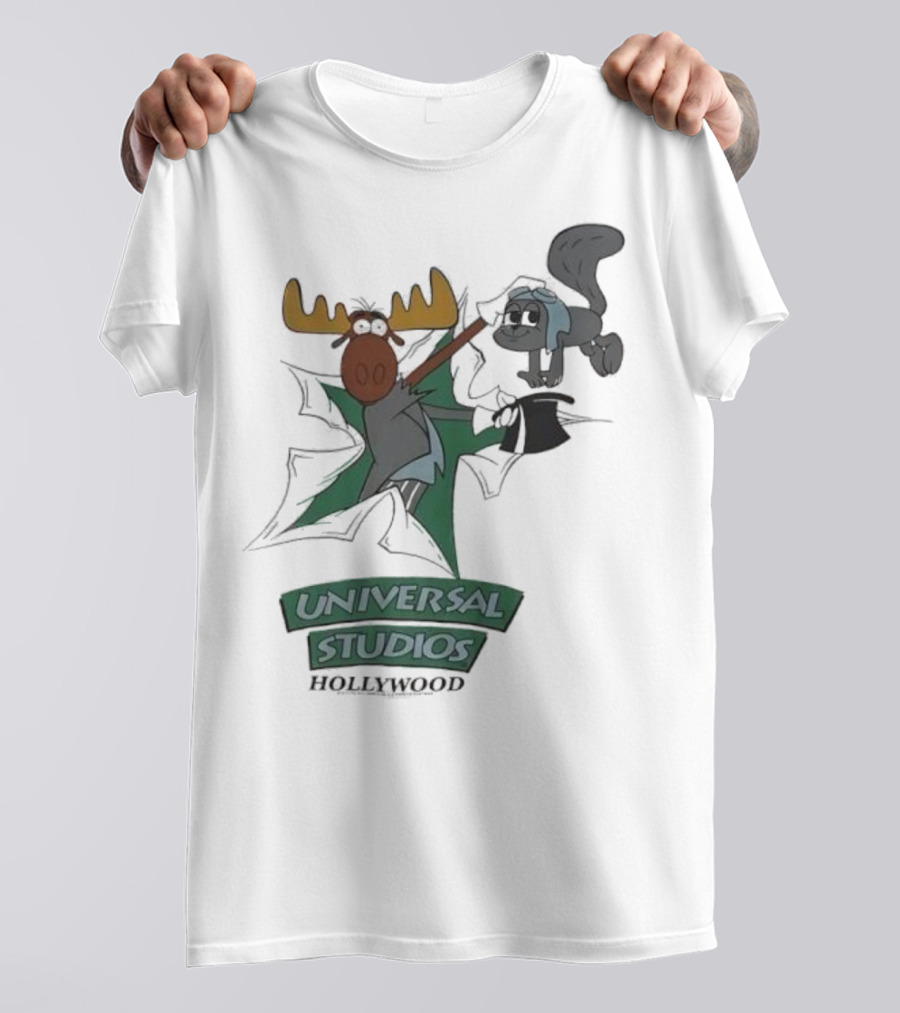 Universal Studios Hollywood Vintage 90s Moose And Squirrel Characters T-Shirt