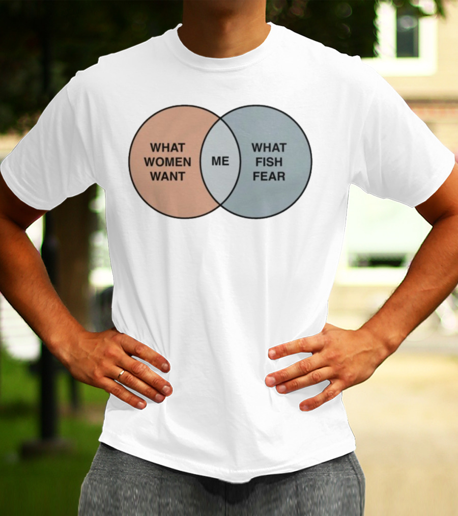 What Women Want Me What Fish Fear Venn Diagram Humor T-Shirt