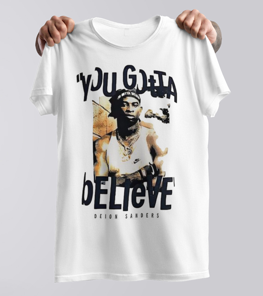 Deion Sanders You Gotta Believe Headband Athlete Image T-Shirt