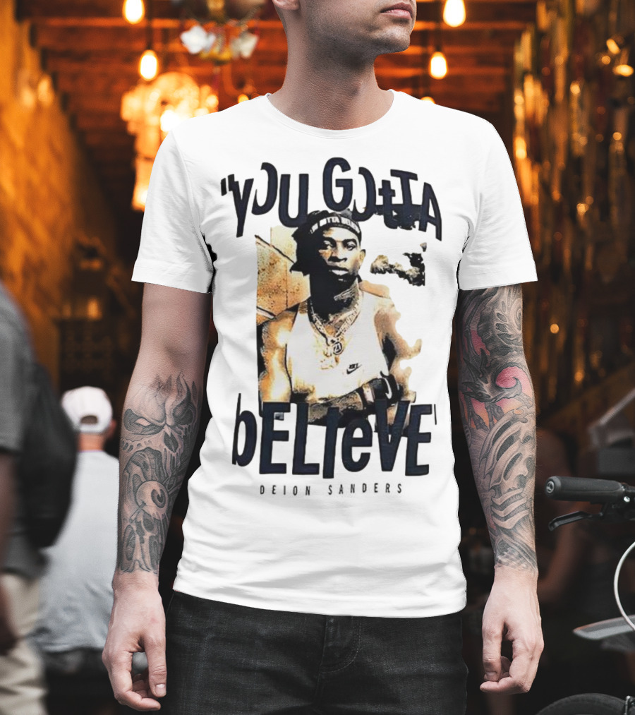 Deion Sanders You Gotta Believe Headband Athlete Image T-Shirt