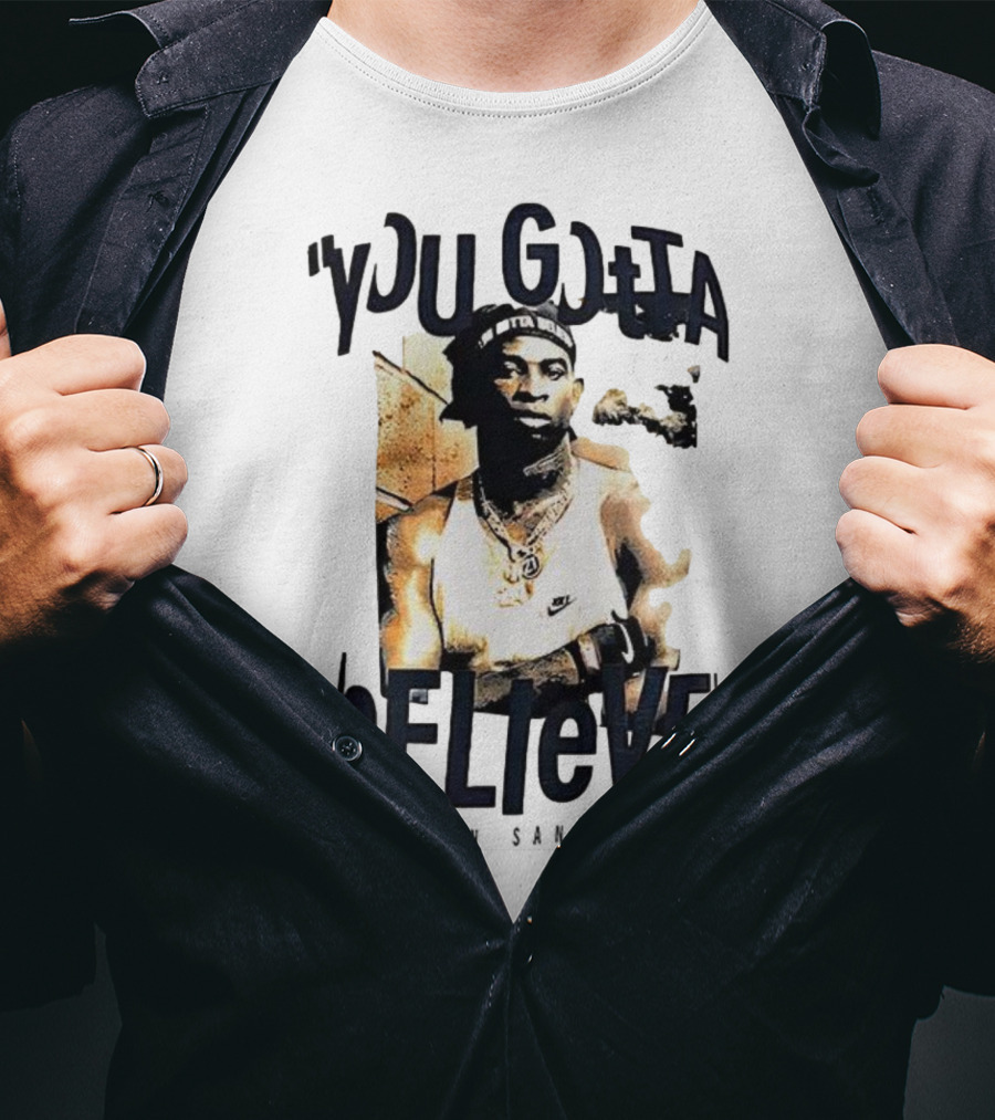 Deion Sanders You Gotta Believe Headband Athlete Image T-Shirt