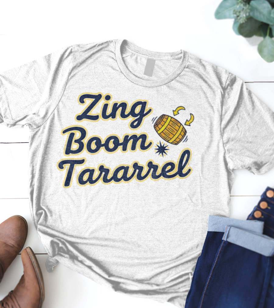 Zing Boom Tararrel Roll Out The Barrel Milwaukee Brewers MLB Barrel Graphic T-Shirt