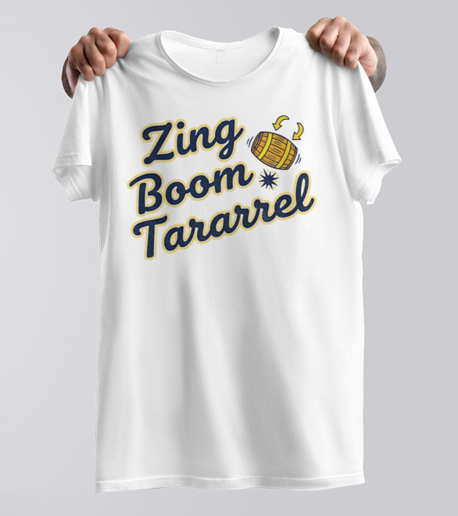 Zing Boom Tararrel Roll Out The Barrel Milwaukee Brewers MLB Barrel Graphic T-Shirt