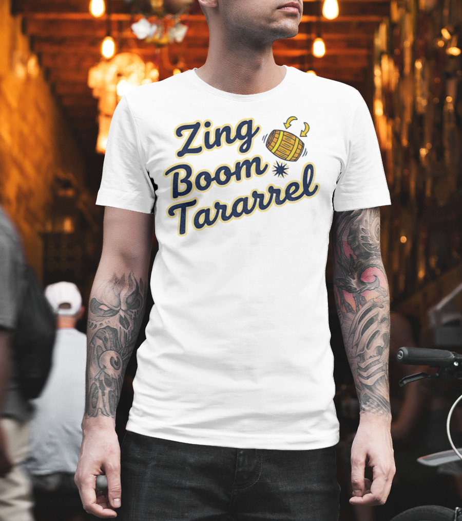 Zing Boom Tararrel Roll Out The Barrel Milwaukee Brewers MLB Barrel Graphic T-Shirt