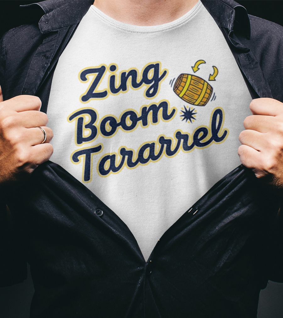 Zing Boom Tararrel Roll Out The Barrel Milwaukee Brewers MLB Barrel Graphic T-Shirt