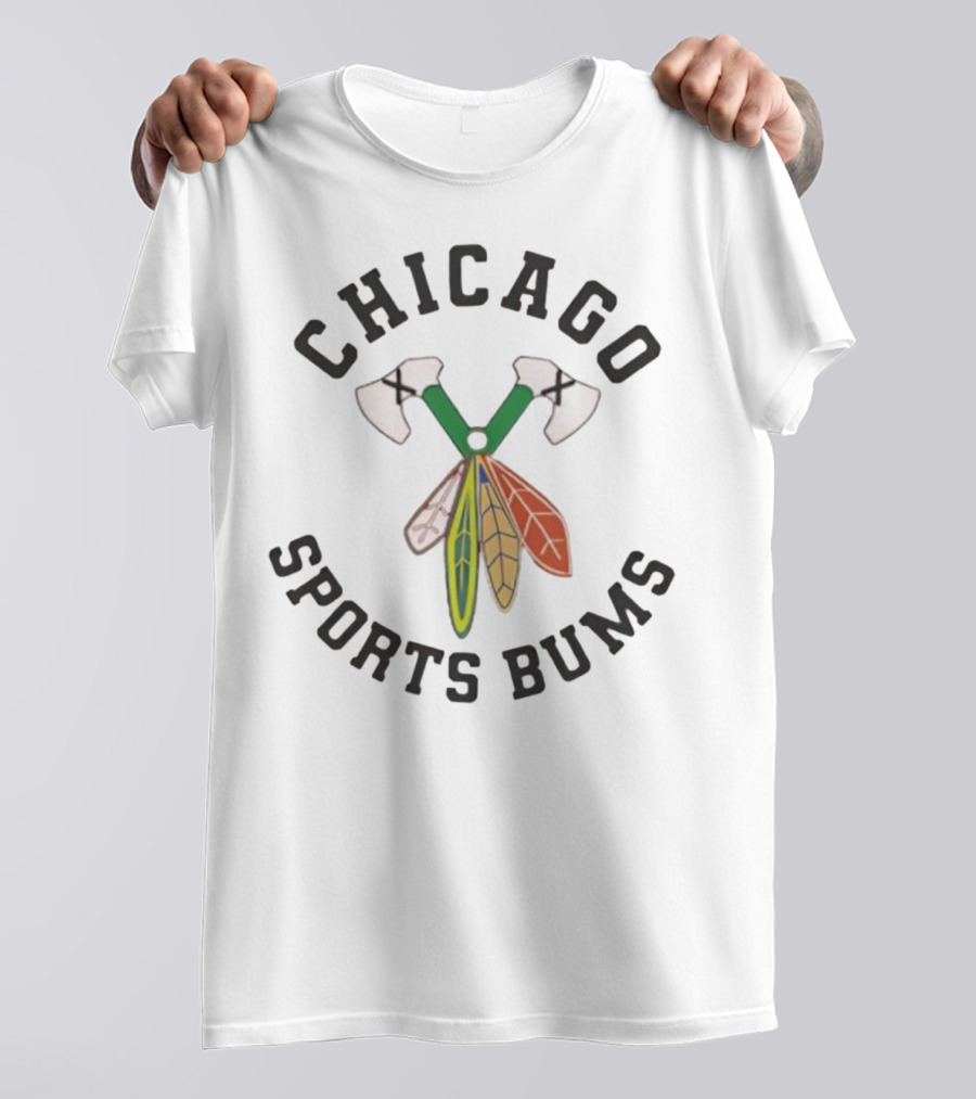 Chicago Sports Bums Hockey Axes Feathers Design T-Shirt