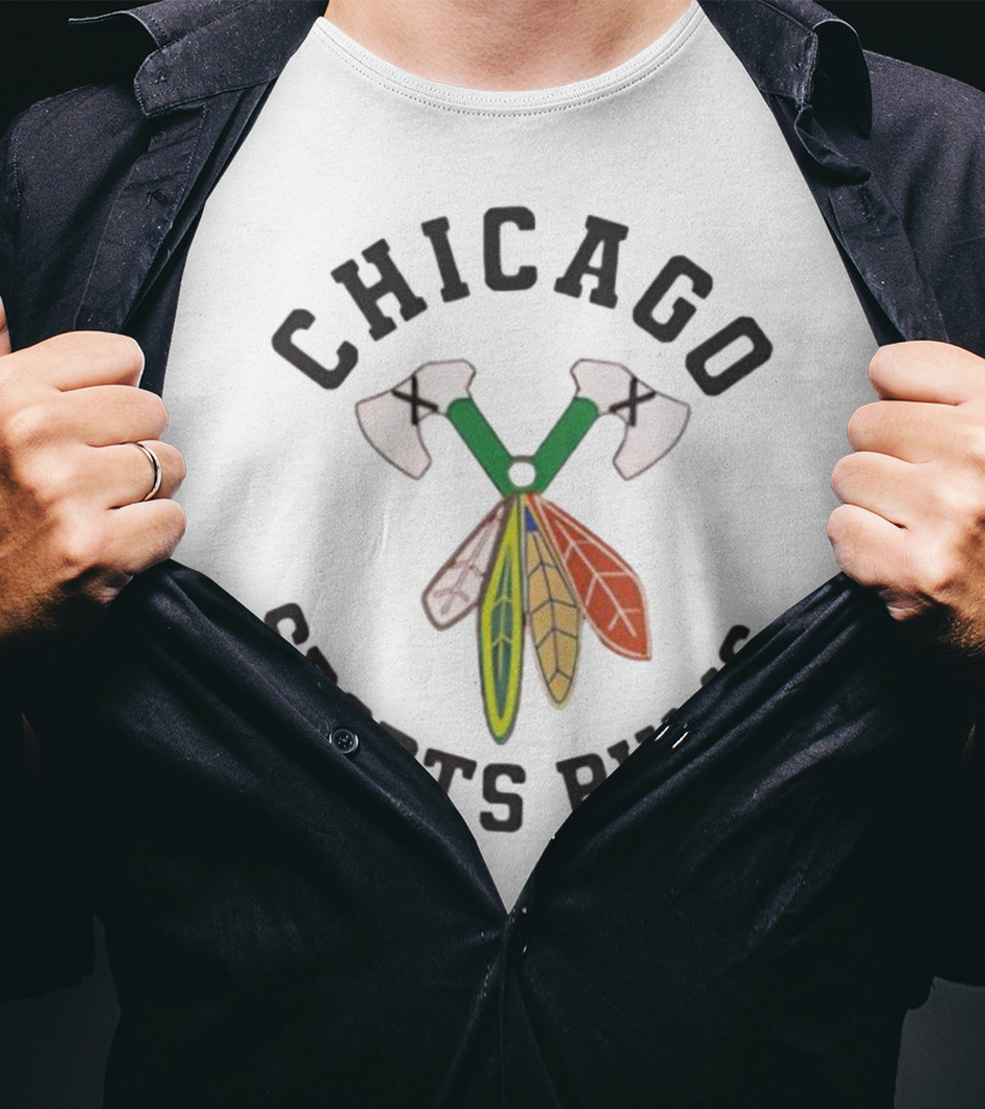 Chicago Sports Bums Hockey Axes Feathers Design T-Shirt