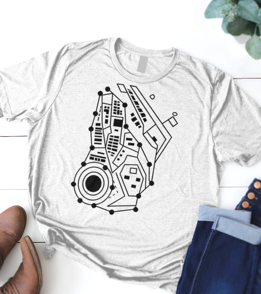 Circuit Board Pattern Tech-Inspired Circuitry T-Shirt