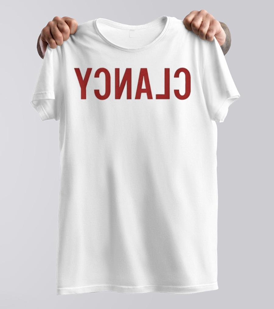 CLANCY Reverse Text Bold Red T-Shirt