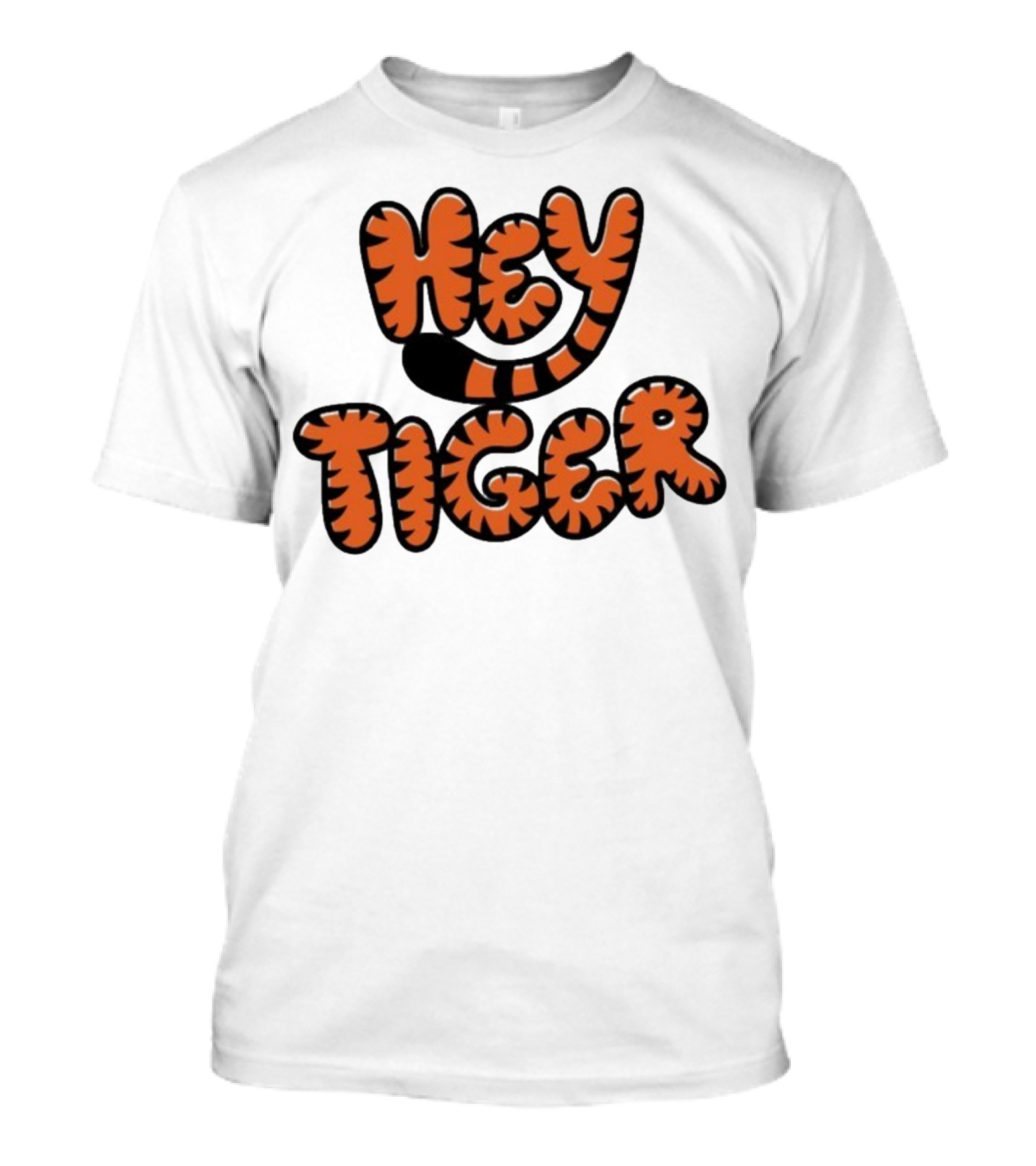 Cincinnati Bengals Hey Tiger Striped Bubble Letter Tiger Tail Pattern T-Shirt