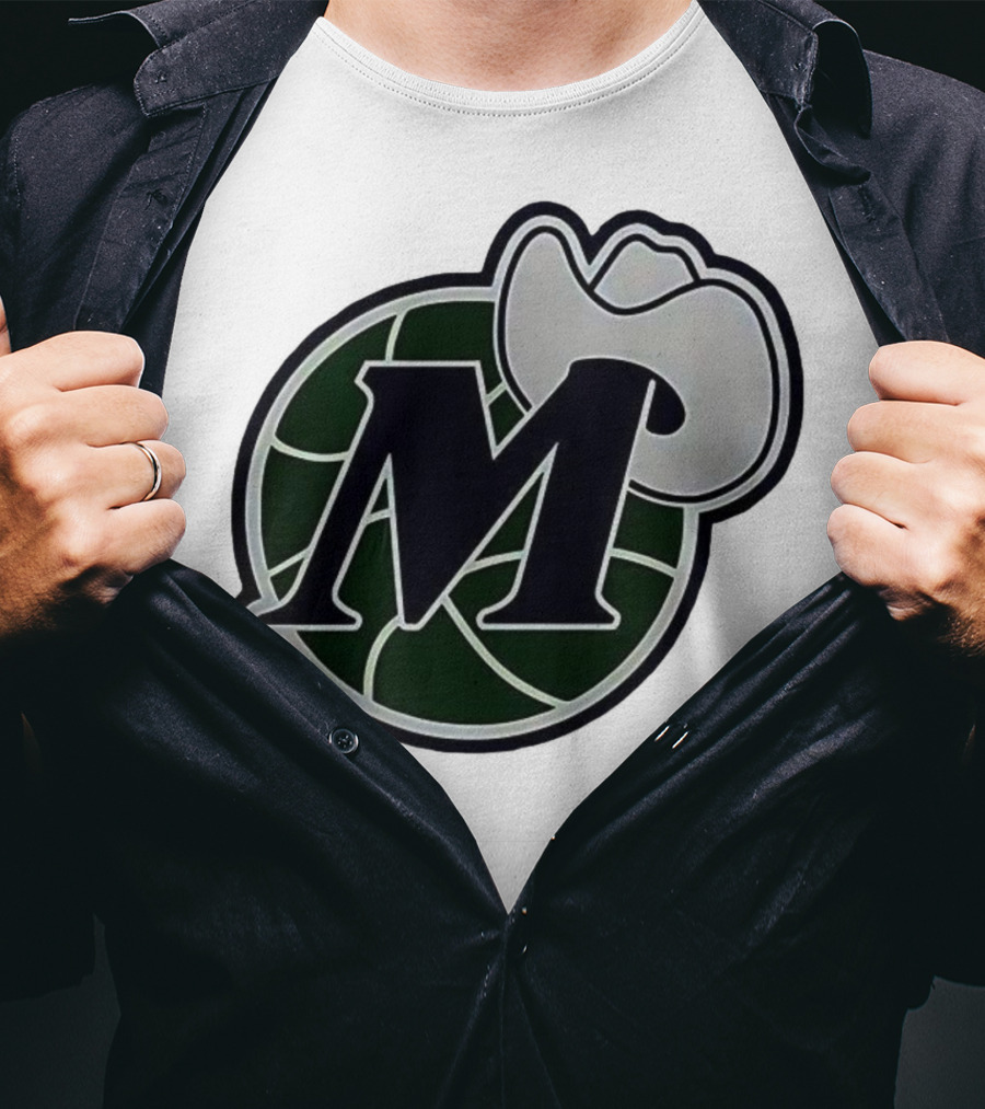 Dallas Mavericks M With Cowboy Hat And Basketball Icon T-Shirt