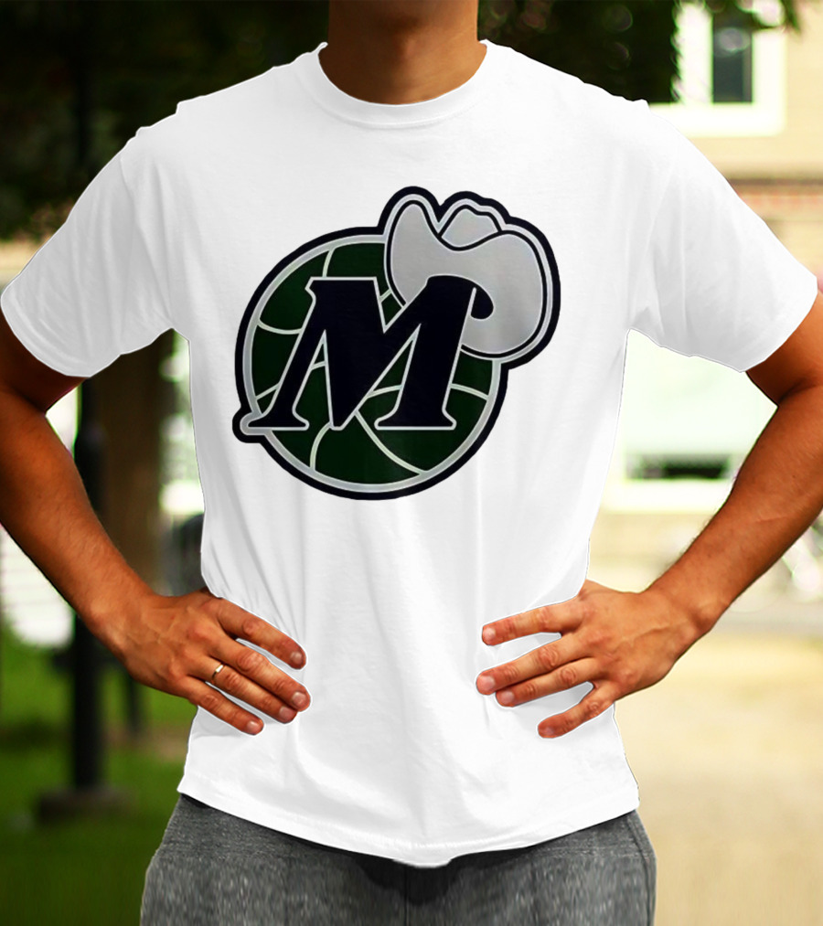 Dallas Mavericks M With Cowboy Hat And Basketball Icon T-Shirt
