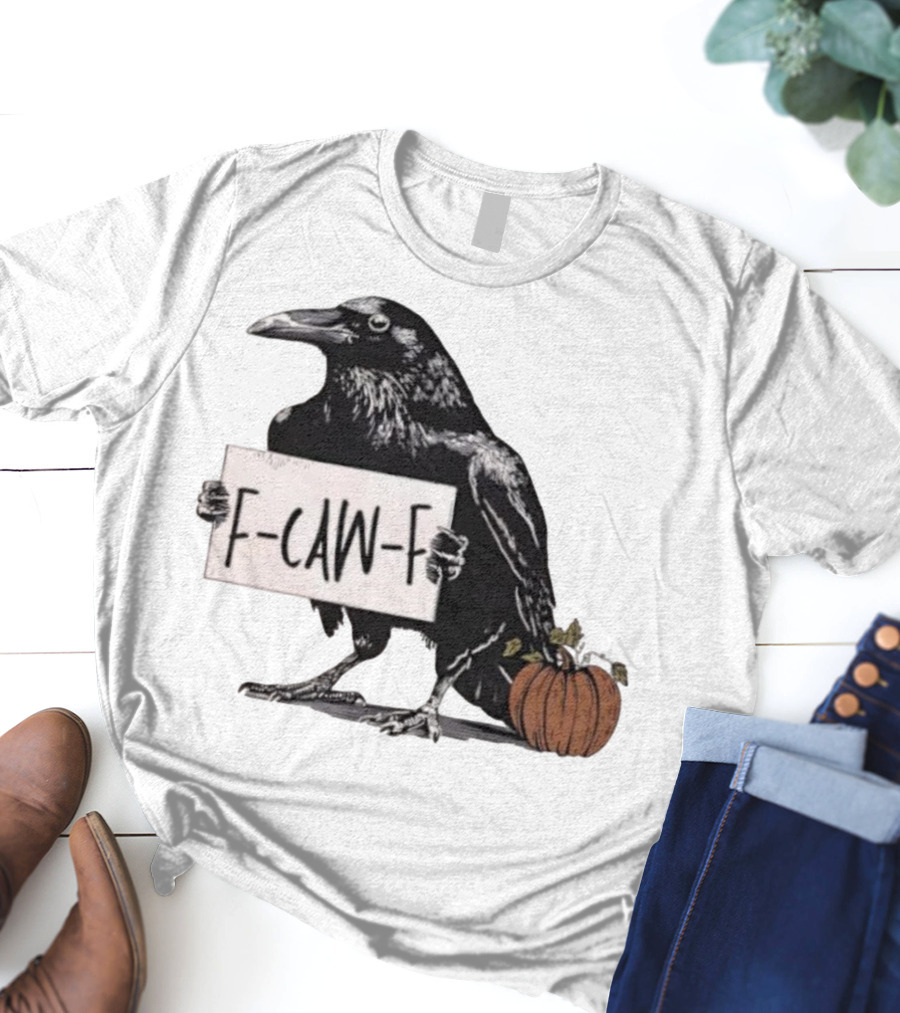 F Caw F Anti Fascism Crow Halloween Raven Pumpkin T-Shirt