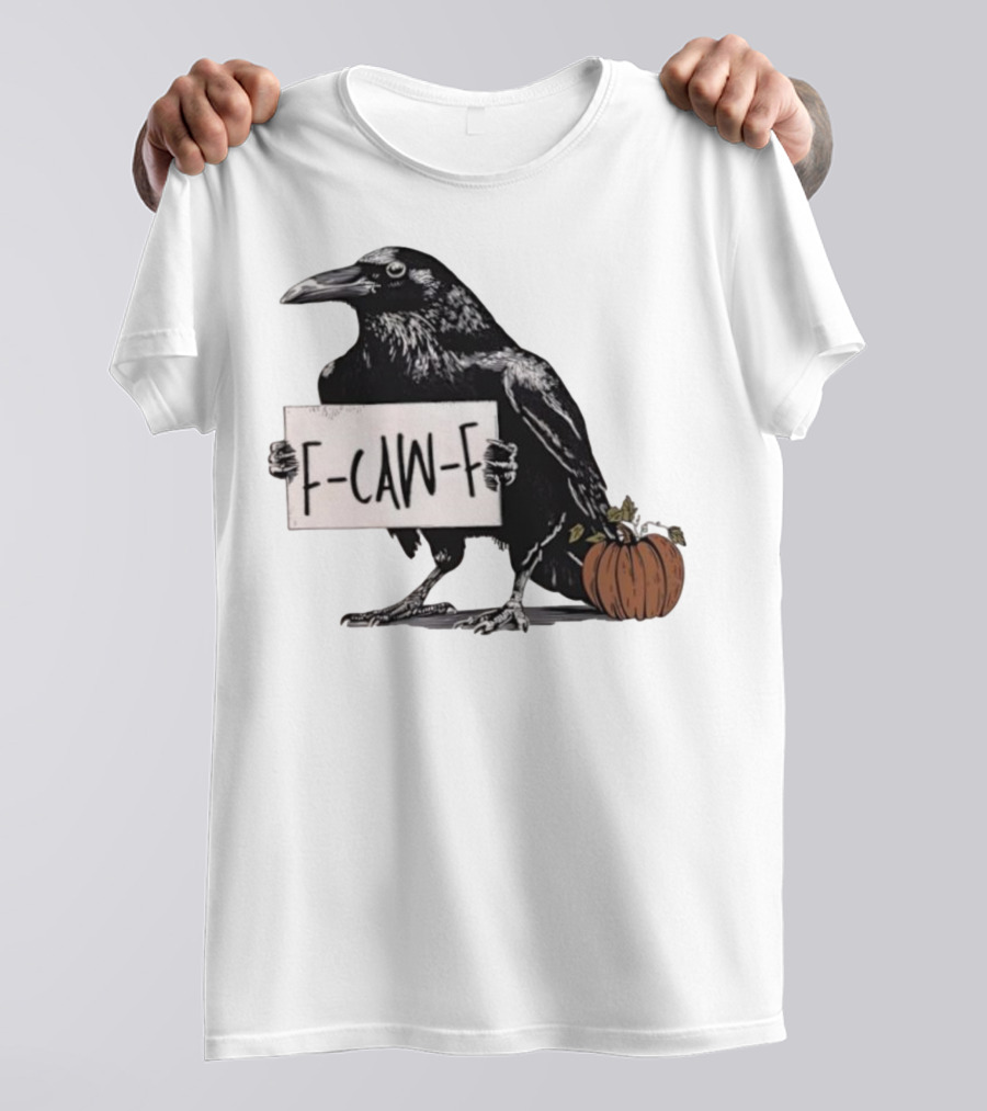 F Caw F Anti Fascism Crow Halloween Raven Pumpkin T-Shirt