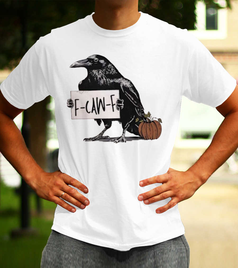 F Caw F Anti Fascism Crow Halloween Raven Pumpkin T-Shirt