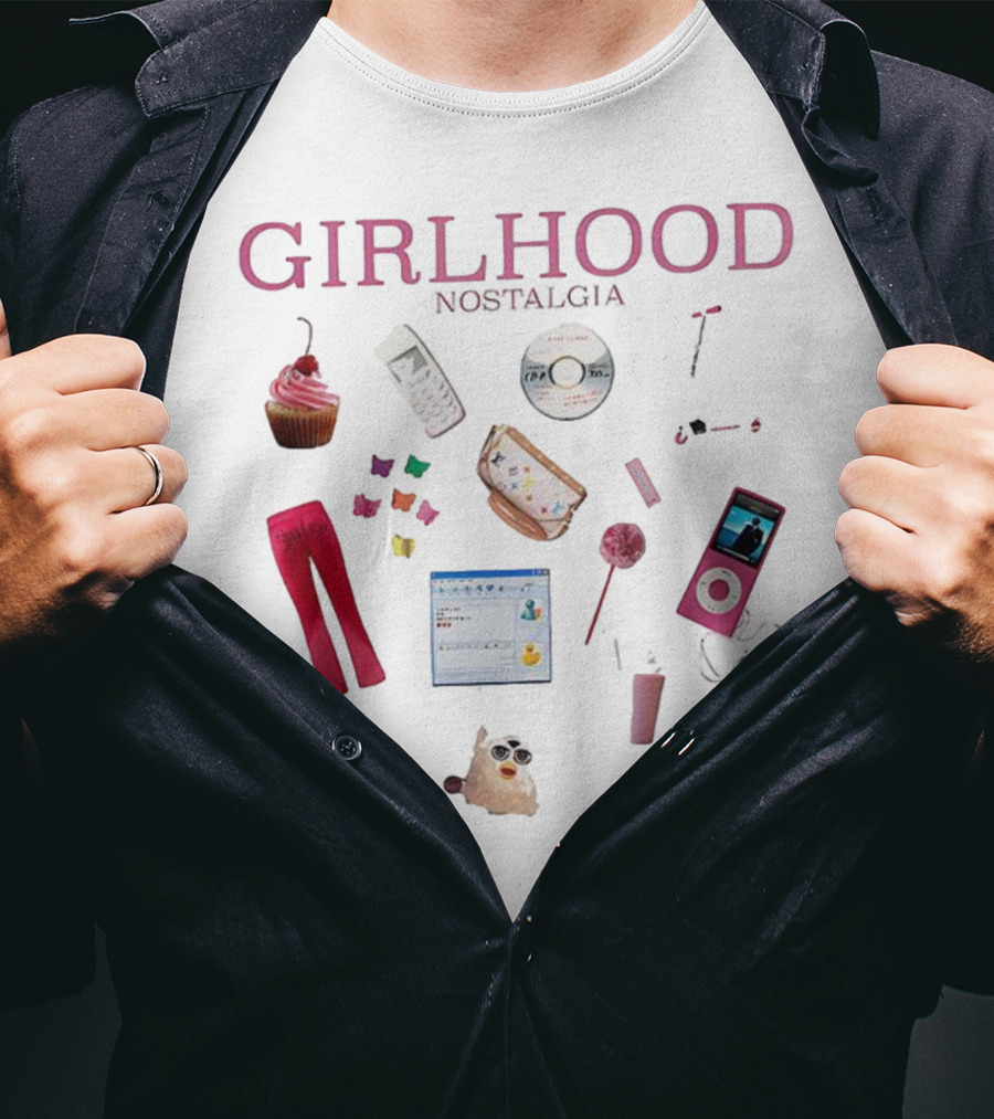 Girlhood Nostalgia 2000s Style Icons IPod Flip Phone Tamagotchi MSN Messenger Cupcake T-Shirt