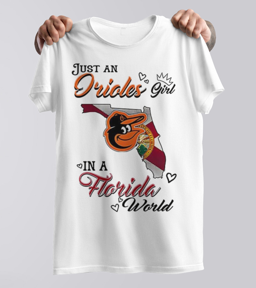 Baltimore Orioles Fan In Florida With State Flag And Mascot T-Shirt
