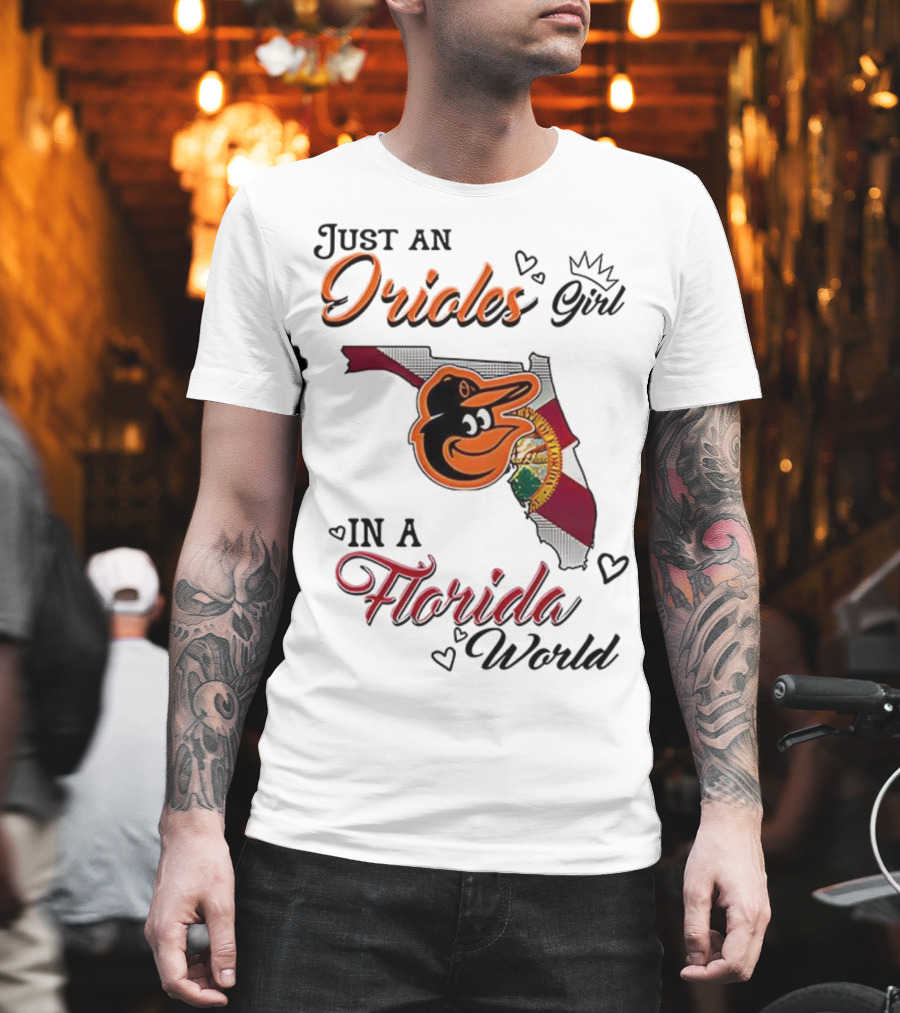 Baltimore Orioles Fan In Florida With State Flag And Mascot T-Shirt