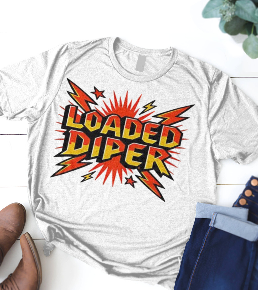 Loaded Diper Band Logo Comic Book Style Explosion Graphic T-Shirt