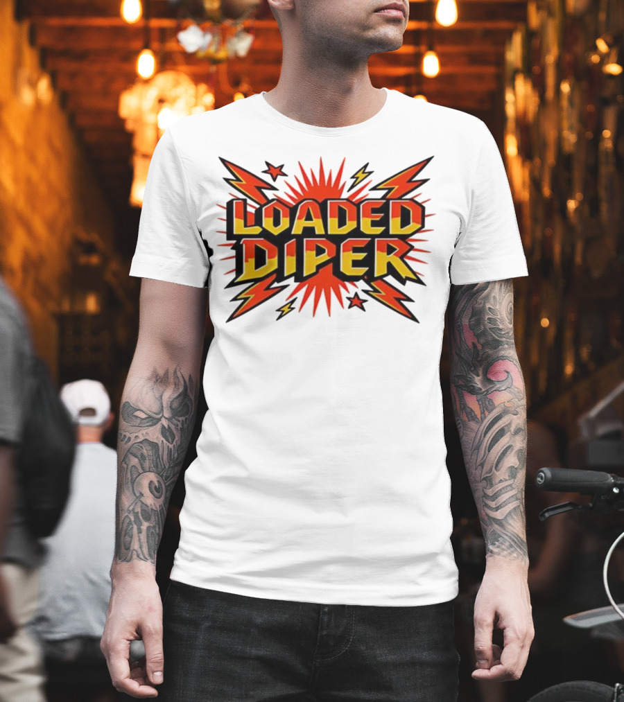 Loaded Diper Band Logo Comic Book Style Explosion Graphic T-Shirt