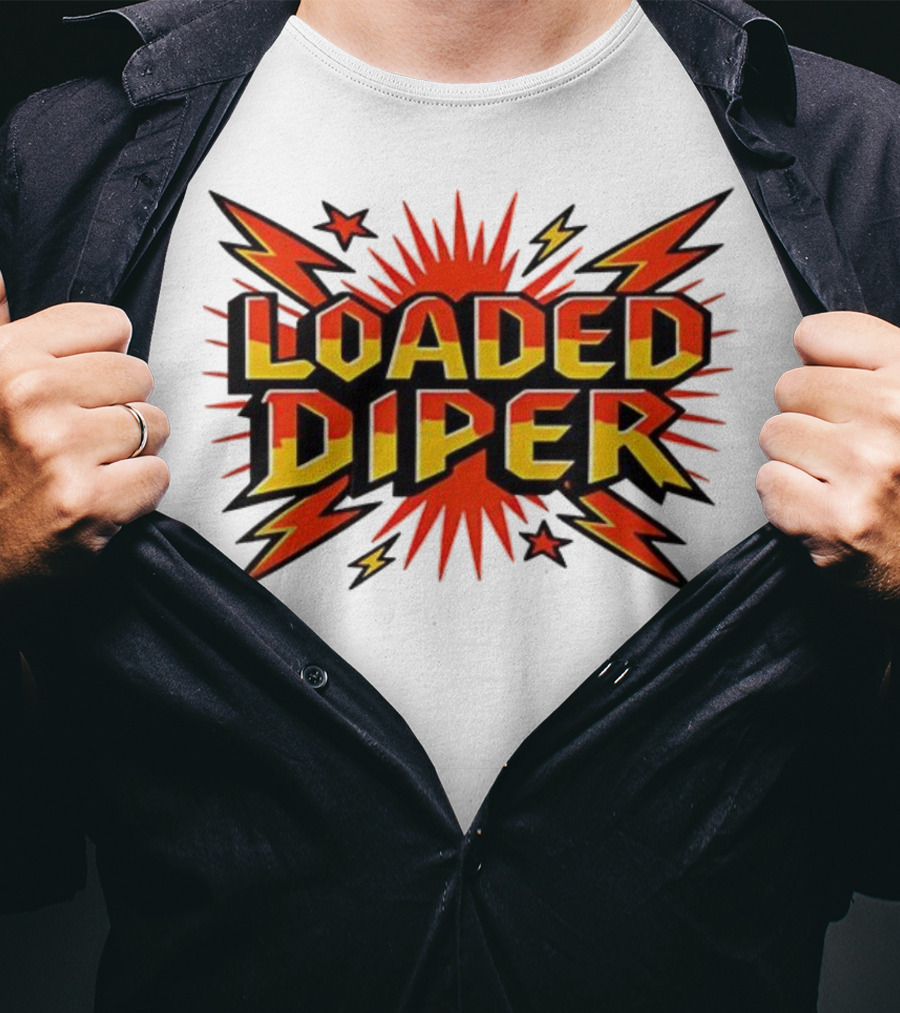 Loaded Diper Band Logo Comic Book Style Explosion Graphic T-Shirt