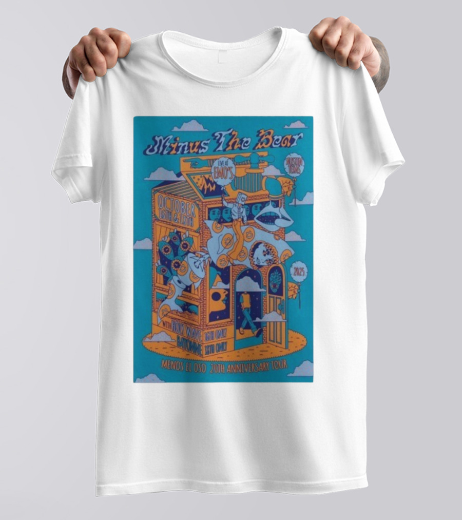 Minus The Bear Live At Emo's Austin Oct 16th & 18th 2025 Menos El Oso 20th Anniversary Tour T-Shirt